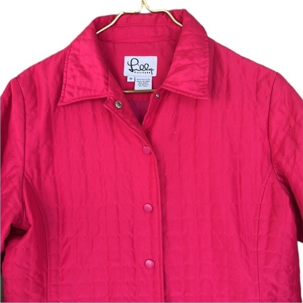 Lilly Pulitzer Vintage White Label Hot Pink Quilted Jacket - Picture 2 of 10